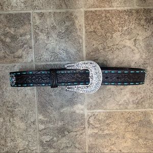 Nocona Tooled Western Bling Belt